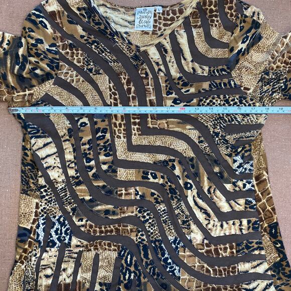 Y2K 2000s 90s Parsley & Sage Animal Print 3/4 sleeve top artsy avant garde L - Picture 4 of 9